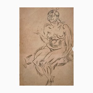 Joan Miro, mujer desnuda sentada, siglo XX, litografía