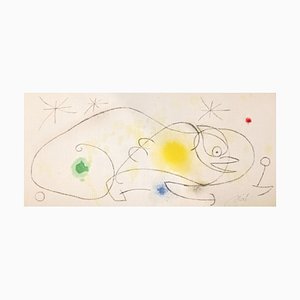 Litografia Joan Miro, uccello, stelle, XX secolo