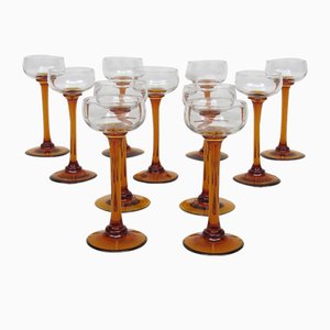 Art Nouveau Liquor Glasses from Rheinische Glashütte, Cologne-Ehrenfeld, 1890s, Set of 11