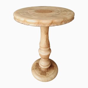 Pedestal Side Table in Alabaster