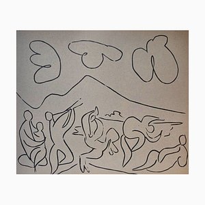 Pablo Picasso, Bacchanale, Linograbado original, 1962