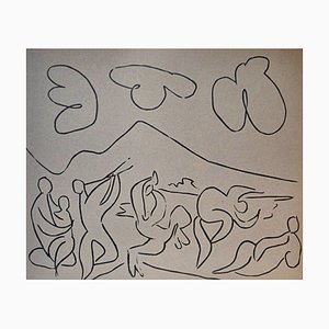 Pablo Picasso, Bacchanale, Original Linolschnitt, 1962, Linolschnitt
