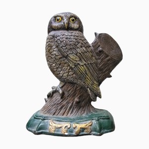 Cast Iron Sculpture of Owl, 20th Century
