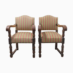 Fauteuils Mid-Century en Châtaigner, Espagne, 1940s, Set de 2