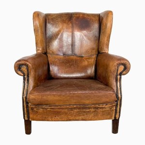 Vintage Wingback Chair in Sheep Leather