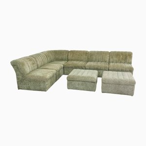 Vintage Velvet Modular Lounge Sofa attributed to Laauser, Set of 8