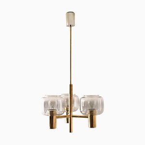 Brass & Glass Pendant Light in the style of Jakobsson, 1970s