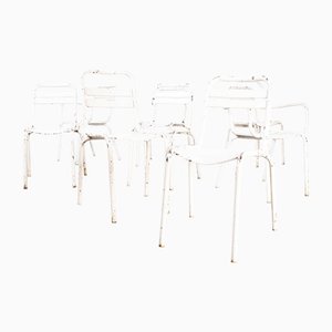 Französische Weiße T2 Esszimmerstühle aus Metall von Tolix, 1950er, 8er Set