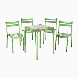 French Toledo Outdoor Table & Chairs in the style of Tolix, 1950s, Set of 4