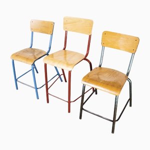 High Laboratory Stacking Chairs from Mullca, 1950s, Set of 3