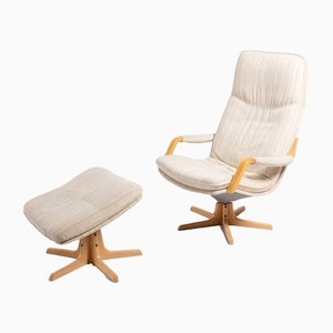 Dänischer Vintage Sessel mit Fußhocker von Berg Furniture, 2er Set