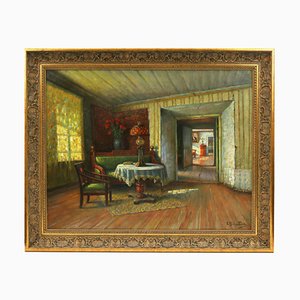 Siegfried Alexander Bielenstein, In the Old Manor, 20th Century, Oil on Canvas, Framed