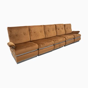 Modulares italienisches Mid-Century Modern Sofa aus Samt, 1960er, 3er Set