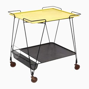 Carrello giallo e nero attribuito a Mathieu Matégot, anni '50