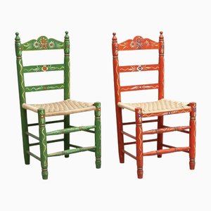 Traditional Hand-Painted Wood Chairs, 1940, Set of 2