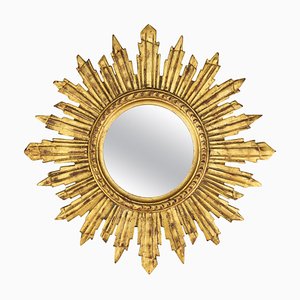 Mid-Century Italian Gilt Wood Sun Mirror, 1960s