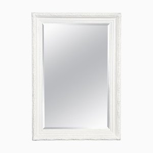 Großer rechteckiger moderner italienischer Spiegel mit weißem Holzrahmen, 1990er