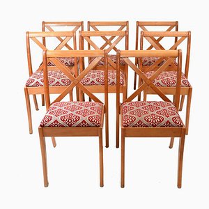 Mid-Century Modern Satinwood Dining Chairs, 1950s, Set of 8