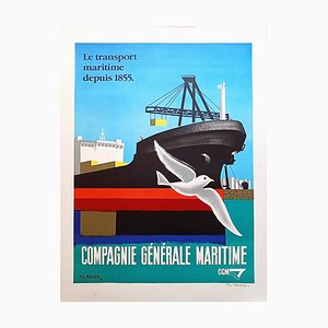 Pierre Fix-Masseau, Compagnie Generale Maritime Poster, 1993, Lithograph