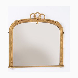 Antique Water Gilded Overmantle Maritime Rope Mirror, 1860s