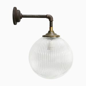 Mid-Century Brass, Cast Iron and Glass Sconce