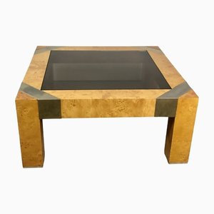 Table Basse Vintage en Verre Fumé et Pinceau par Milo Baughman, 1970s