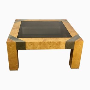 Vintage Coffee Table in Brush and Smoked Glass by Milo Baughman, 1970s