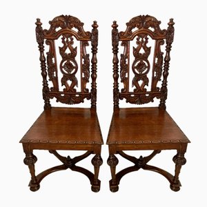 Viktorianische Stühle aus geschnitzter Eiche, 1860er, 2er Set