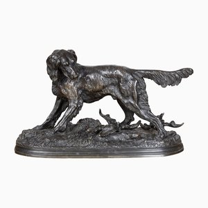Jules Moigniez, Setter with Hare, 19th Century, Bronze