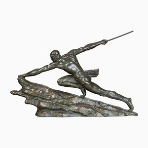 Figura de cazador Art Déco de Pierre Le Faguay, 1930, Bronce