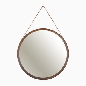 Round Mirror with Leather Strap, 1960s