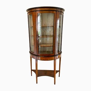 Victorian Satinwood Display Cabinet with Original Painted Decoration, 1880s