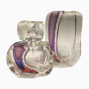 Vase & Perfume Crystal Set by Luigi Oonesto, Set of 2