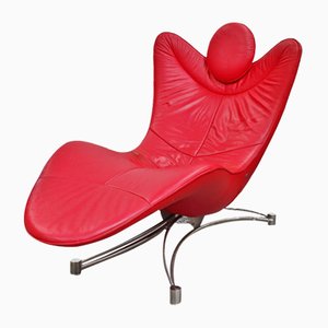 Red Leather & Steel Model DS 151 Chaise Lounge by Jane Worthington for de Sede, Switzerland, 2000s