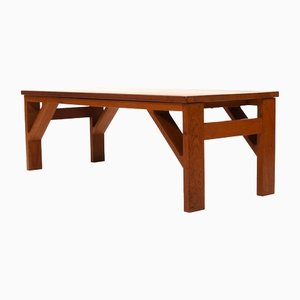 Mesa auxiliar danesa larga moderna de teca, años 60