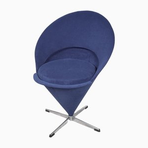 Blauer Mid-Century Cone Chair von Verner Panton, 1950er