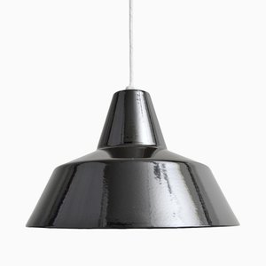 Lámpara de techo esmaltada en negro de Louis Poulsen para Wekstattleuchte