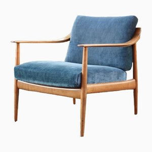 Poltrona Mid-Century in teak e petrolio di Knoll Antimott, 1965