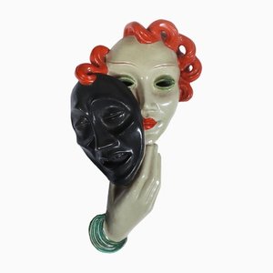 Art Deco Wall Mask by Ernst Webber, 1950s