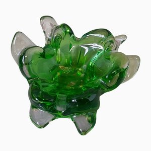 Green and Clear Murano Glass Ashtray