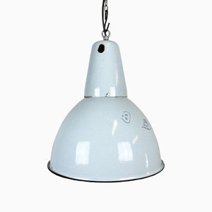 Lámpara colgante industrial esmaltada en gris de Polam, años 60