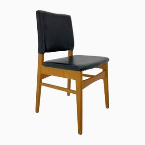Leatherette & Wood Chair, Czechoslovakia, 1960s