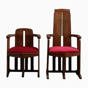 King and Queen Chair Set, 1930s, Set of 2