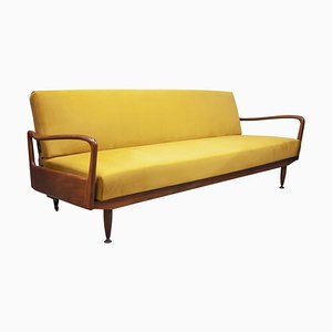 Mid-Century Mustard Velvet Sofa Bed attributed to Greaves & Thomas, 1960s