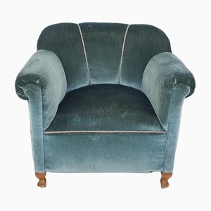 Vintage Velvet Club Chair, France, 1940s