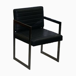 Black Leather & Chrome Office Desk Chair