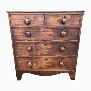 Antique Mahogany Georgian 2 Over 3 Chest of Drawers, 1820s