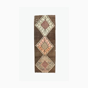 Vintage Turkish Brown Runner Rug