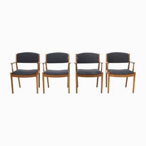 Danish Dining Chairs with Armrests by Poul Volther for FDB Møbler, Denmark, 1960s, Set of 4