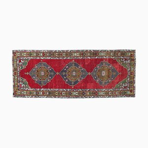Vintage Turkish Handmade Red Runner Rug